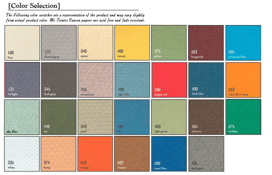 Canson art paper color chart