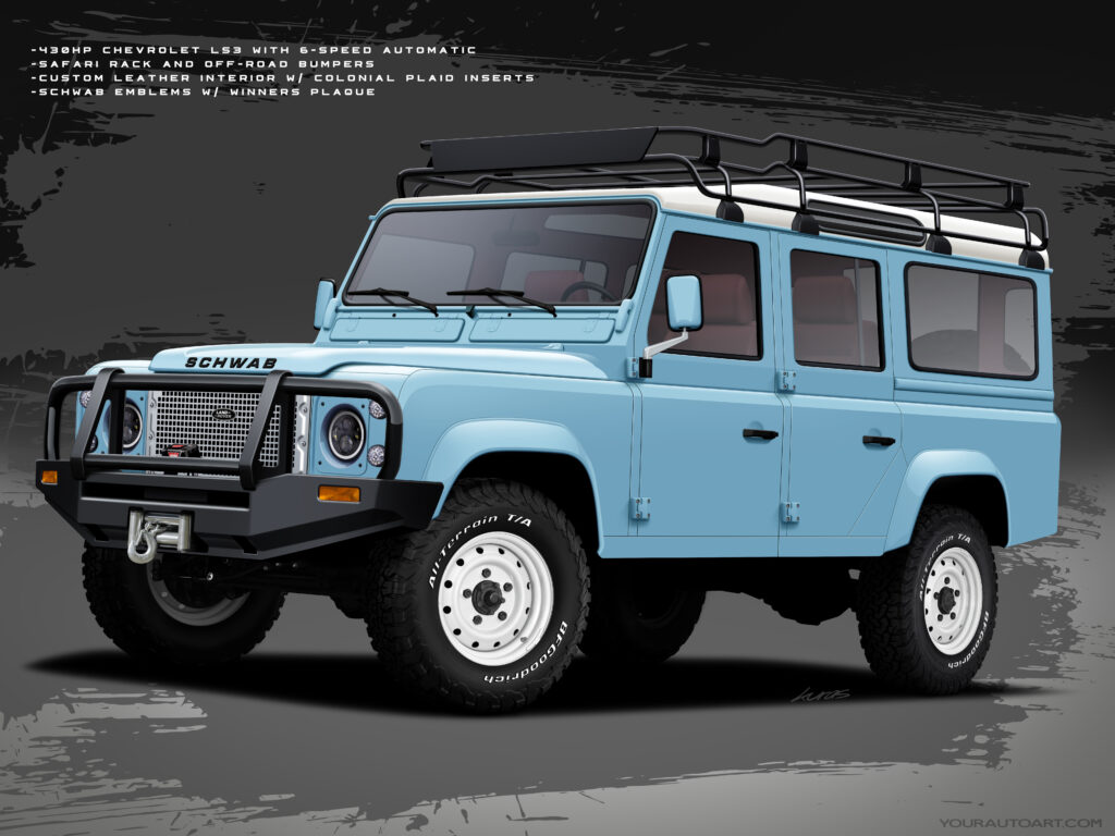 Custom Truck rendering of the Schwab Land Rover Defender